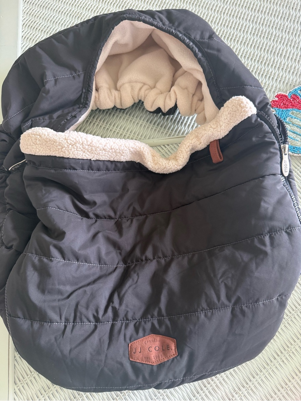 JJ Cole Black Infant baby seat cover with Sherpa lining